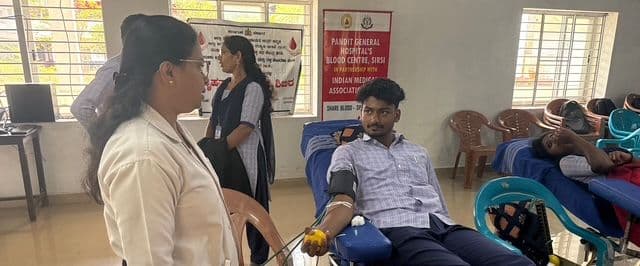 A volunteer donating blood