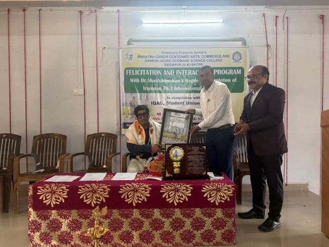 Felicitation of Dr. Shashibhushan Hegde on completing the Ironman 70.3