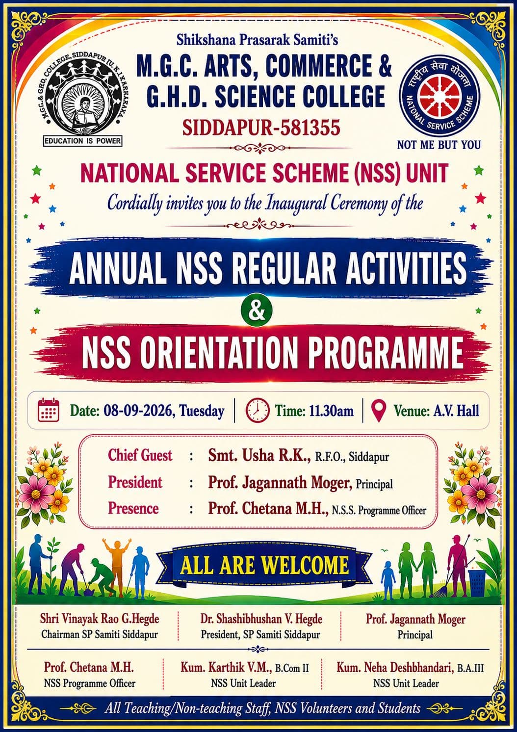 Invitation poster for the annual NSS regular activities and NSS orientation programme, 8 September 2026