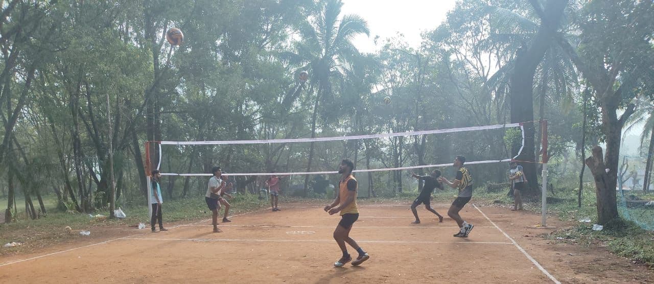 Players on the volleyball court during the coaching camp, October 2025